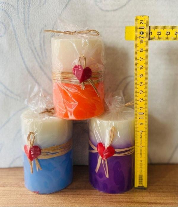 Myk Hediye Ve Sanat Atölyesi Kırmızı Silindir Büyük Boy Kütük Kokulu Mum 3 Adet Mum 8 Cm - Image 1