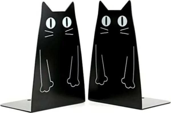 Kedi Model Kitap Tutacağı Hediyelik Estetik Ve Dekoratif Kitap Tutucu 2'li Set Siyah - Image 1
