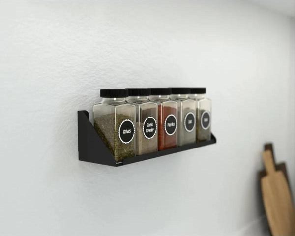 Modern Metal Baharatlık Rafı / Minimalist Tasarım Mutfak Depolama Duvar Rafı Metal Raf - Image 1