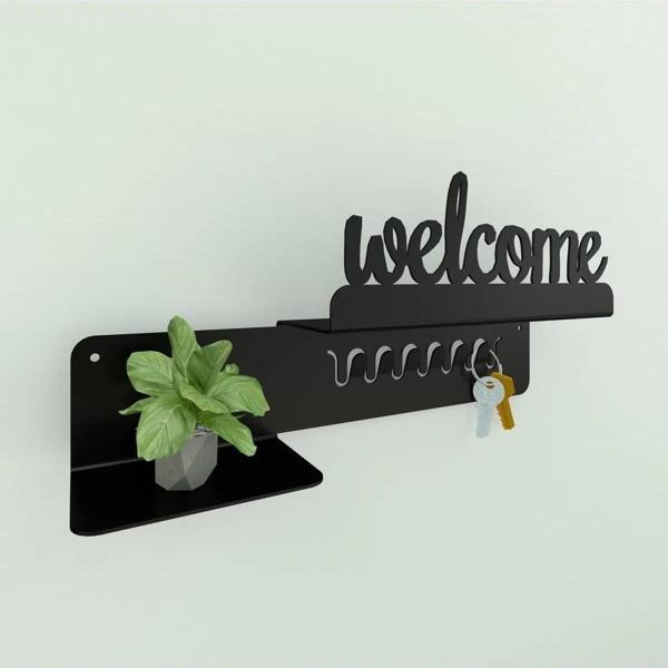 Welcome Raflı Metal Duvar Anahtarlığı, Welcome Anahtar Askısı,anahtar Askısı - Image 1