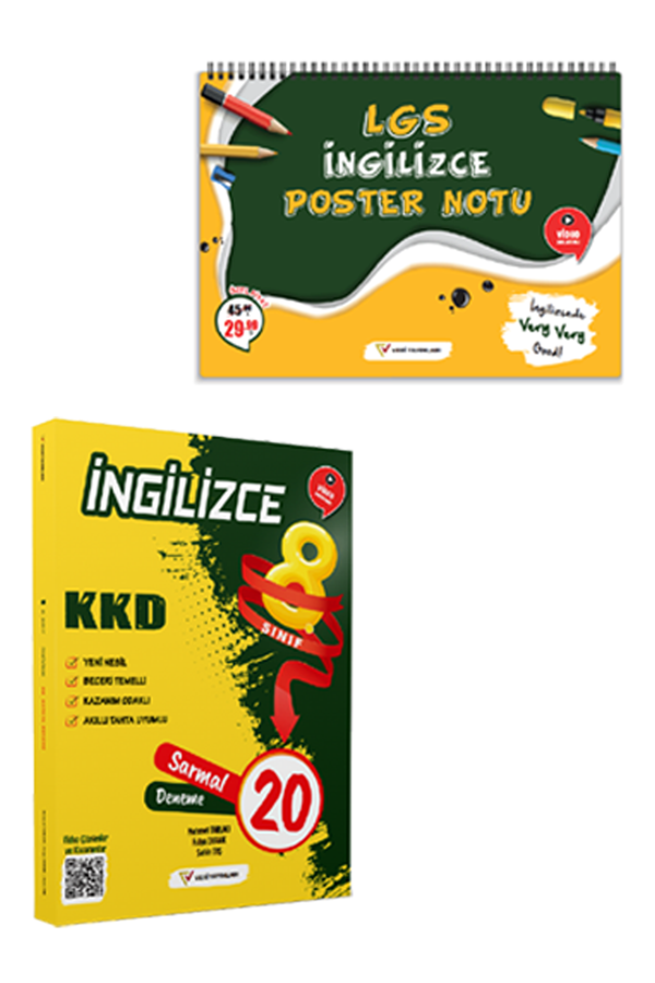 Veri Yayınları 8. Sınıf İngilizce KKD Sarmal 20 Deneme ve LGS Poster Notu Video Anlatımlı İkili Set - Veri Yayınları - Image 1