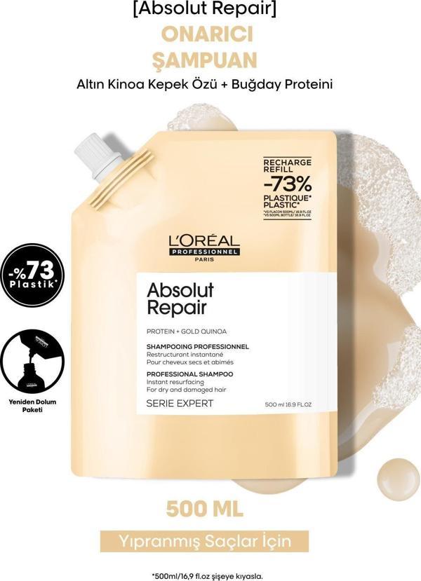 L'Oréal Paris Absolut Repair Yıpranmış Saçlar İçin Onarıcı Refill Şampuan 500Ml - Image 1