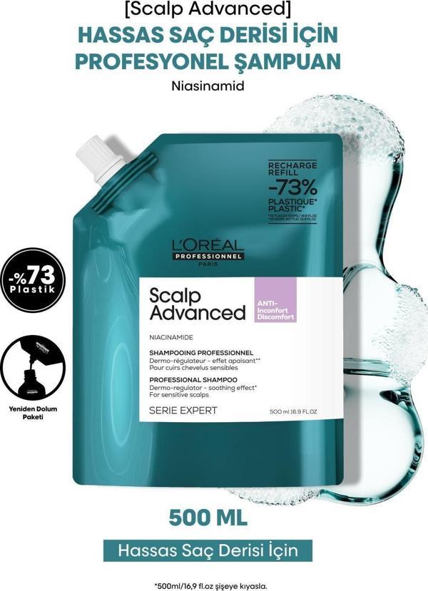 L'Oréal Paris Scalp Advanced Hassas Saç Derisi İçin Profesyonel Refill Şampuan 500Ml - Image 1