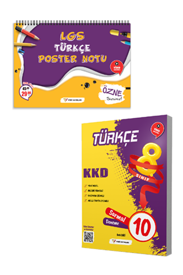 Veri Yayınları 8.Sınıf Türkçe KKD Sarmal 10 Deneme ve LGS Poster Notu Video Anlatımlı İkili Set - Veri Yayınları - Image 1