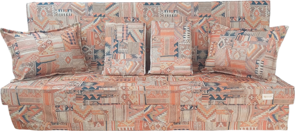 MİRZADE SAFİR KETEN KUMAŞ TENTESİZ 28 DNS SÜNGER  SALINCAK MİNDERİ-safir salıncak-kilim kiremit - Image 1