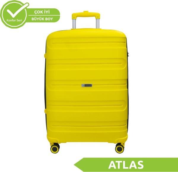 Vegmann Polipropilen (PP) Atlas Sarı Büyük Boy Valiz - Image 1
