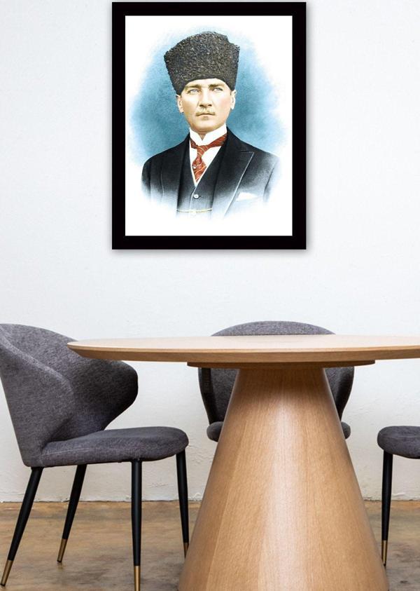 Tablo Center 40 cm x 55 cm Siyah Çerçeveli Atatürk Tablosu - Image 1