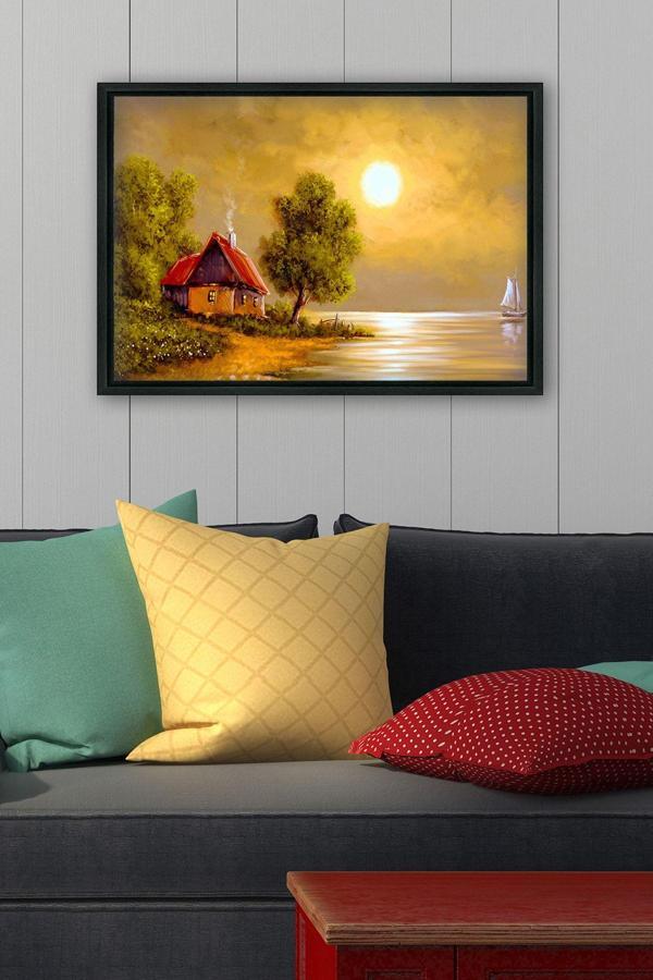 Tablo Center Siyah L Çerçeve Kanvas Tablo 105x145 cm - Image 1
