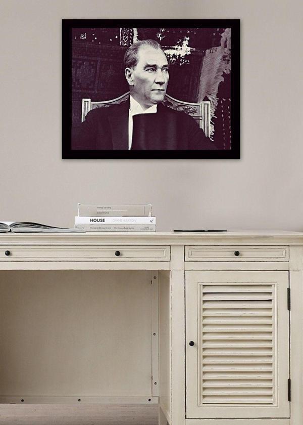 Tablo Center Siyah Çerçeveli Atatürk Tablosu 40 cm x 55 cm - Image 1