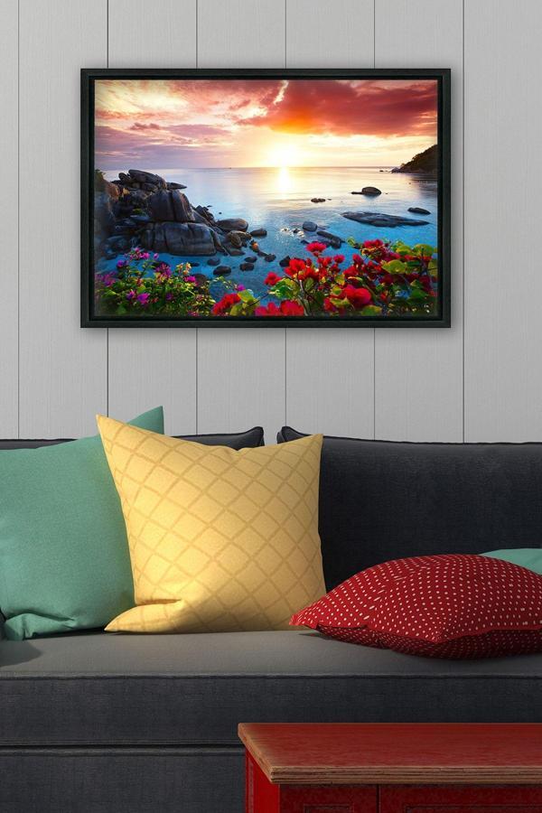 Tablo Center Siyah L Çerçeve Kanvas Tablo 105x145 cm - Image 1