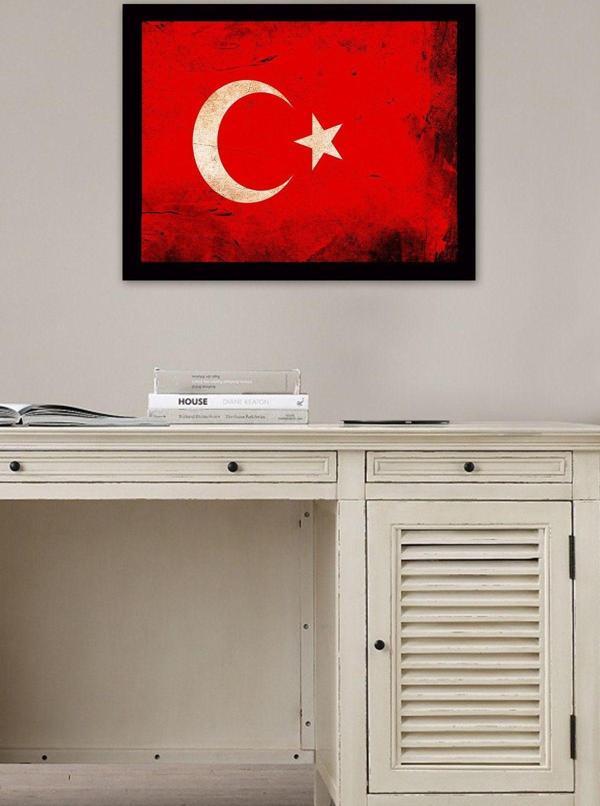 Tablo Center Siyah Çerçeveli Atatürk Tablosu 65 cm x 90 cm - Image 1