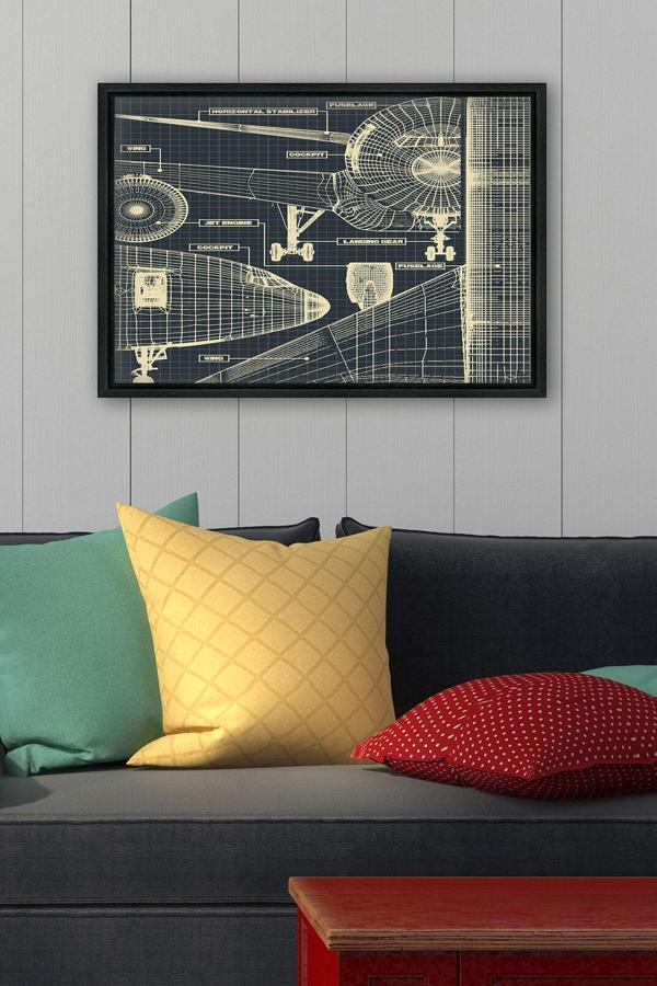 Tablo Center Siyah L Çerçeve Kanvas Tablo 105x145 cm - Image 1