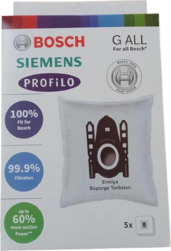 Dogant Bosch - Siemens- Profilo Toz Torbası 5 Adet Kutu Toz Torbası +Performer Motor Koruma Filtresi - Image 1