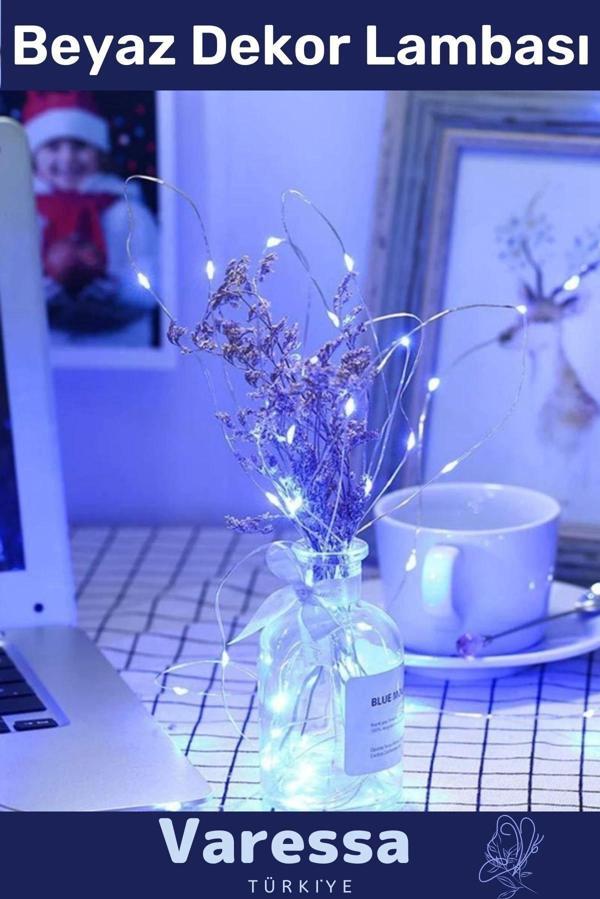 Deluxe Seri Yeni Ürün Peri Led Işık Pilli 10 Metre BEYAZ Dekor Lambası Canlı Renk 100 Ledli - Image 1