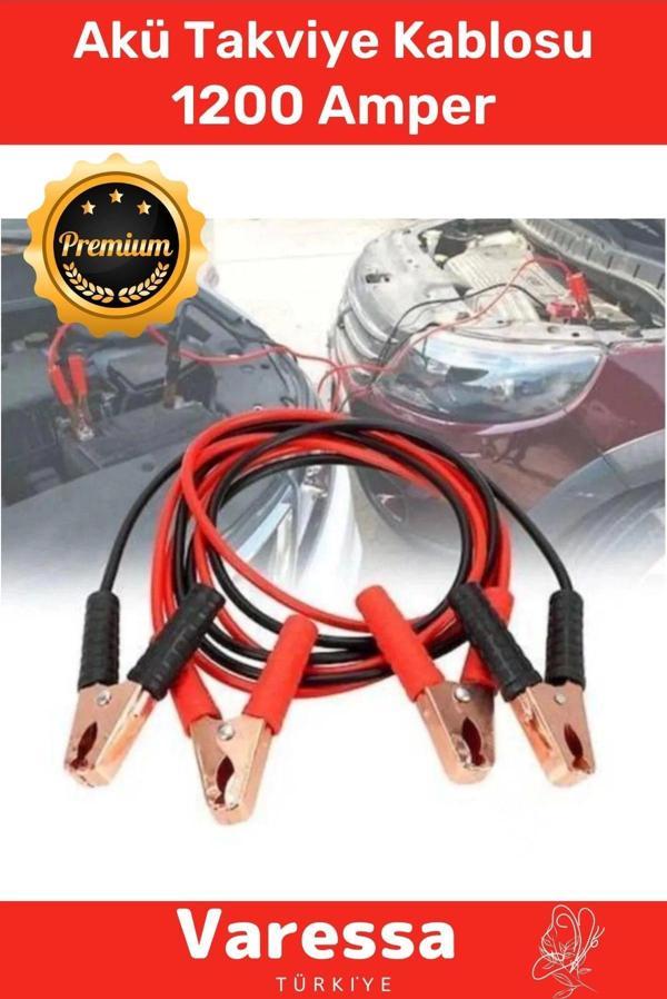 Premium Seri 1200 Amper %100 Bakır Kalın Kablo Güçlü Oto Akü Takviye Hızlı Şarj Kablosu 2 Metre - Image 1