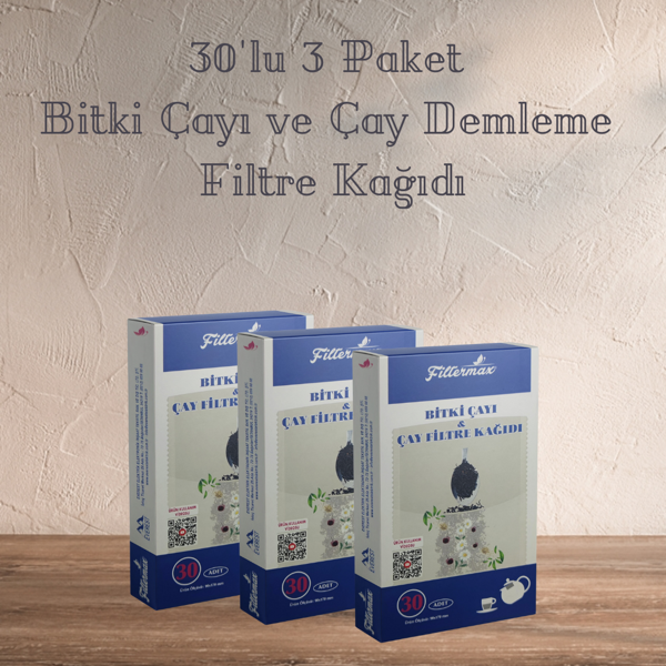 Çay ve Bitki Çayı Filtre Kağıdı 30'lu - 3'lü Paket - Image 1