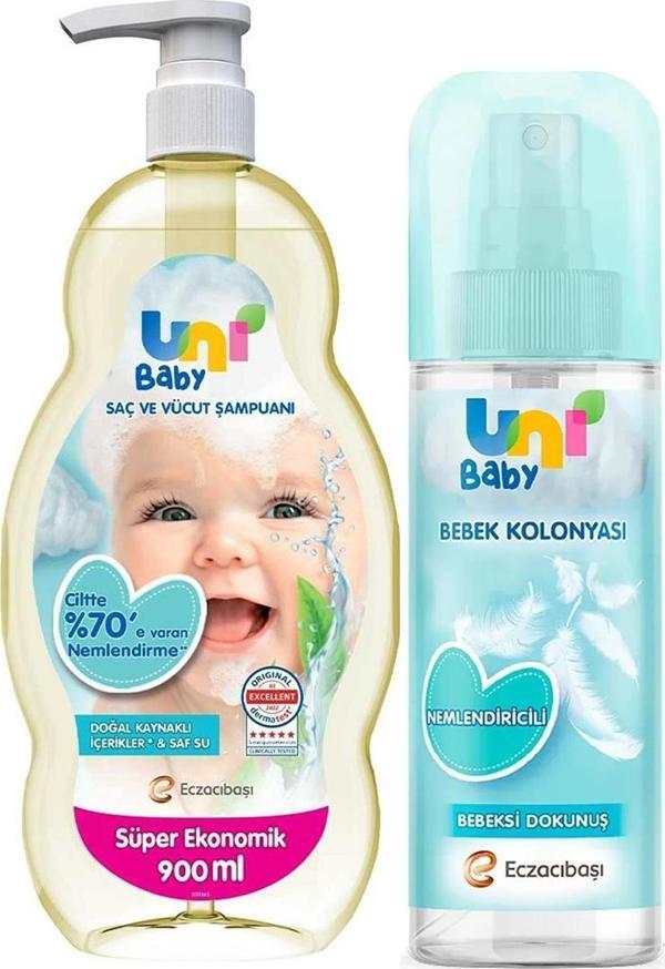Uni Baby Saç Ve Vücut Şampuanı 900 Ml + Uni Baby Bebeksi Dokunuş Kolonya 150 Ml - Image 1