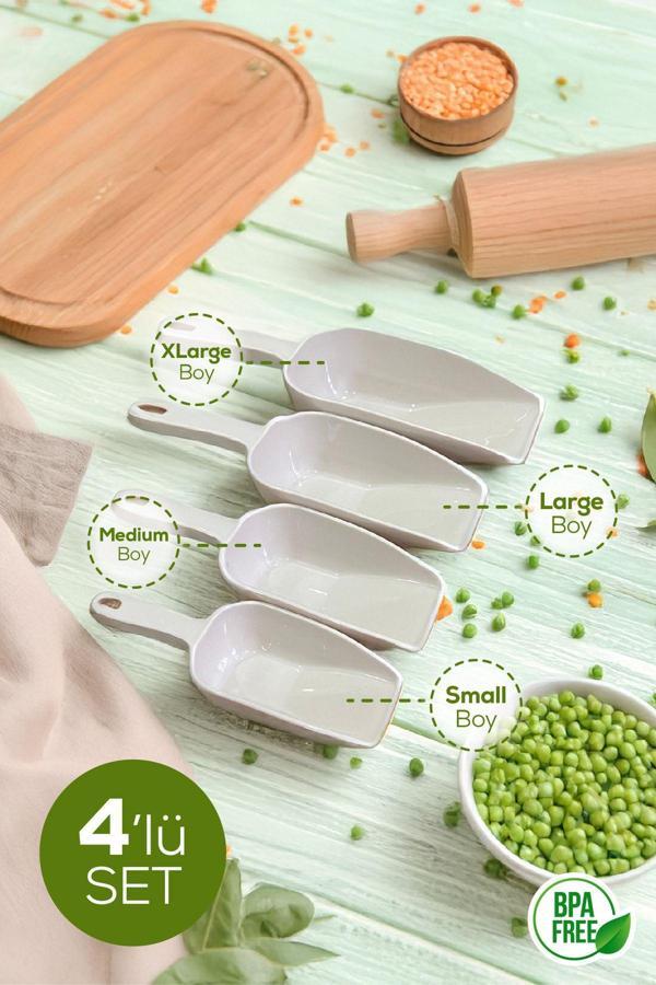 Vienev 4'lü Set Plastik Erzak Kürek Seti Bej - Image 1