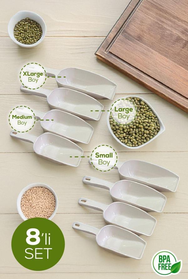 Vienev 8'li Set Plastik Erzak Kürek Seti Bej - Image 1