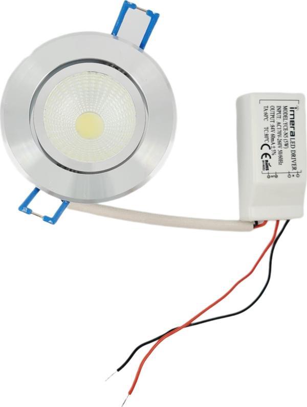 5 WATT LED SPOT TRAFOLU KROM KASA GÜN IŞIĞI (YCE-N5) ( 2 ADET ) - Image 1