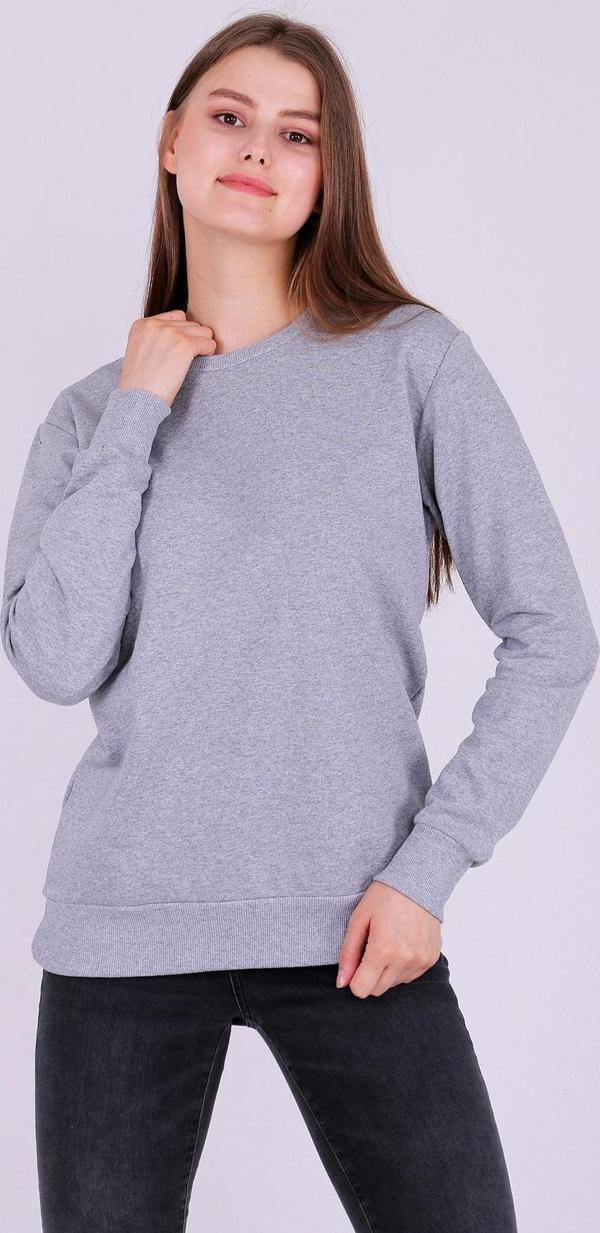 Gri Basic Kadın 2 iplik Sweatshirt - Image 1