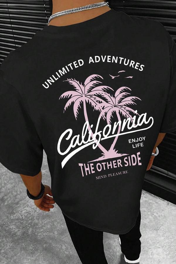 Erkek California Baskılı Oversize Tshirt - Image 1