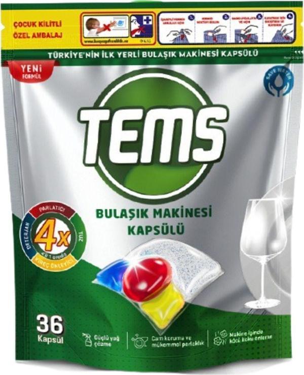 TEMS 4 Etkili Bulaşık Makinesi Kapsül Deterjanı 36'Lı Yerli Ürün Anti Malodor Teknolojisi %100 Türk Malı - Image 1