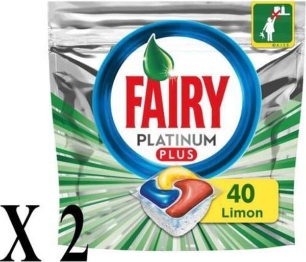 NOEBY Fairy Platinum Plus 40 Yıkama Bulaşık Makinesi Deterjanı Kapsülü X 2 Adet - Image 1