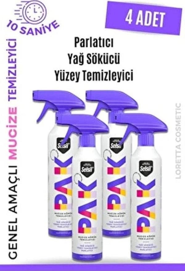 Selsil Pak 4 Lü 500 Ml Mucize Köpük Temizleyici Sprey Yağ Sökücü Yüzey Temizleyici Parlatıcı Loretta - Image 1