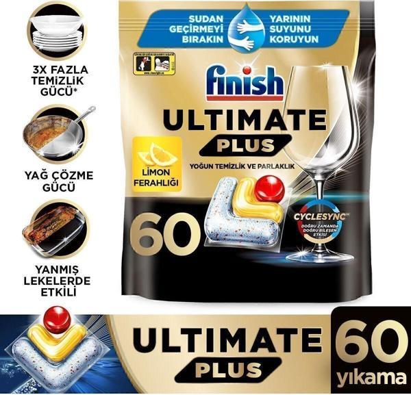 Finish Ultimate Plus Hepsi Bir Arada Bulaşık Makinesi Deterjanı  Kapsül Tablet Limon 60 Adet - Image 1