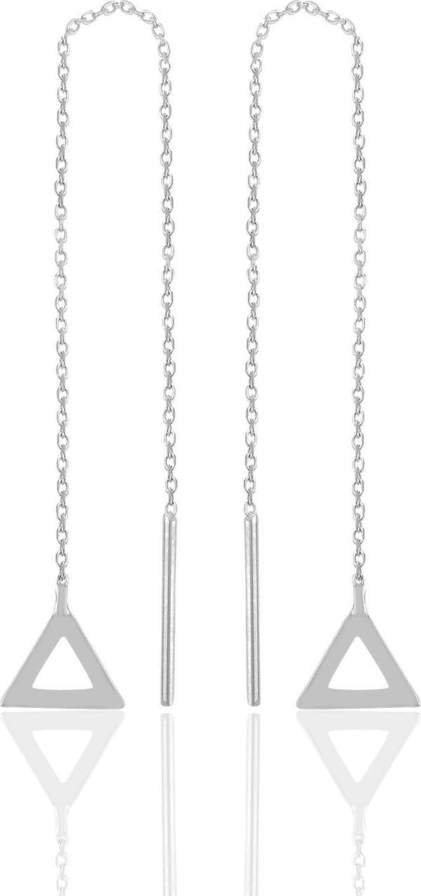 Gümüş rodyumlu  piramit gümüş zincir küpe [barcode] - Image 1