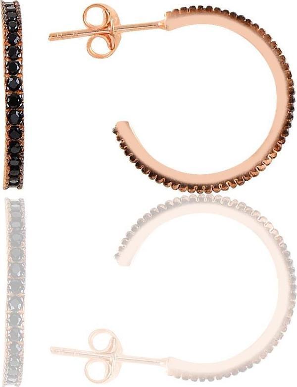 Gümüş rose  onix  taşlı 19 mm tamtur halka küpe [barcode] - Image 1