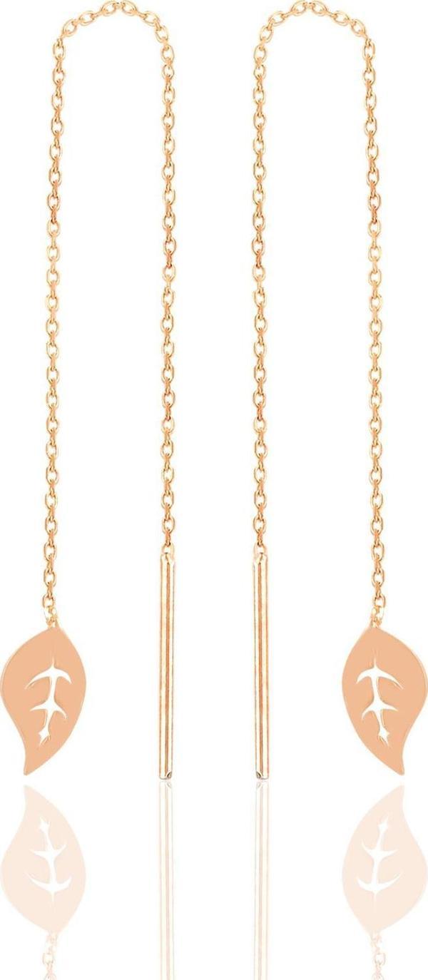 Gümüş rose yaprak modeli gümüş zincir küpe [barcode] - Image 1