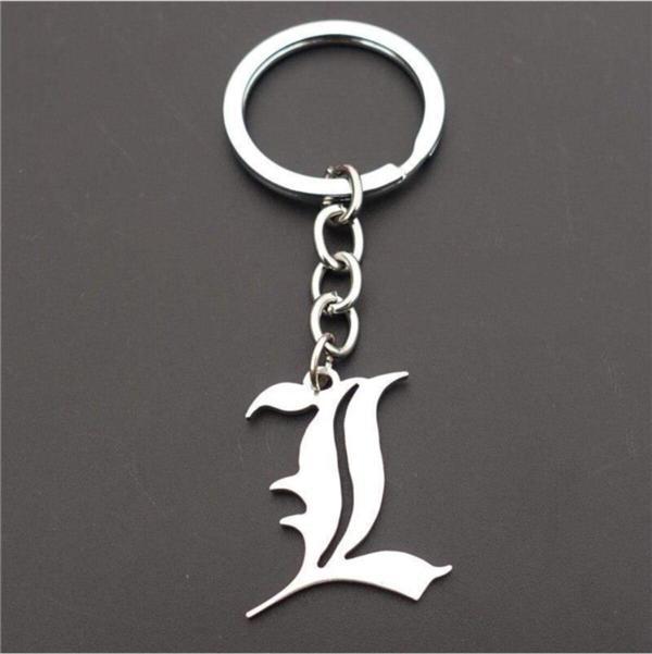 Gri Death Note L Anime Naruto One Piece Metal Zincirli Anahtarlık - Image 1
