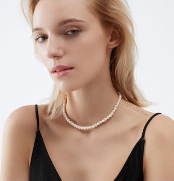 Beyaz Plastik Inci Görünümlü 40 Cm Choker Kolye Takı Aksesuar - Image 1