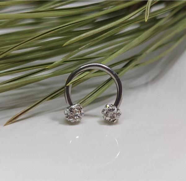 Cerrahi Çelik Zirkon Taşlı, Kulak, Dudak Burun Septum Tragus Kıkırdak Piercing - Image 1