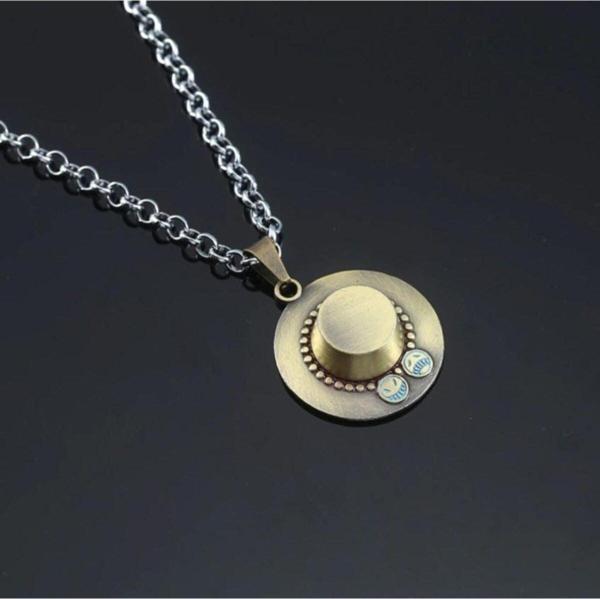 One Piece Naruto Anime Ace Hat Şapka Metal Zincirli Kolye Takı - Image 1
