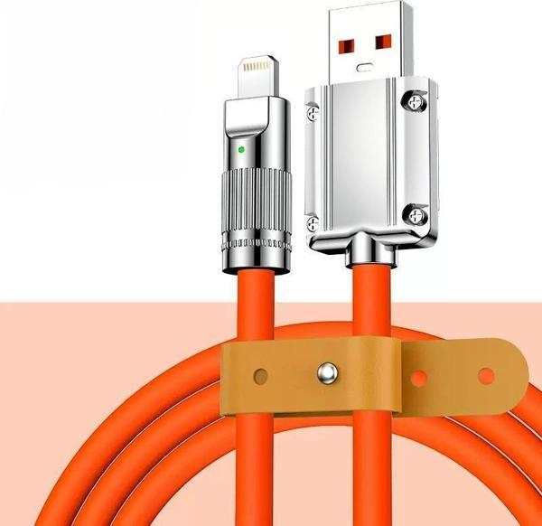 Valkyrie 120W-A 6A Ios Apple Lightning Sıvı Silikon Data Hızlı Şarj Kablosu - Bakır Döşeme - Katlanmaz Kırılmaz Dayanıkl - Image 1