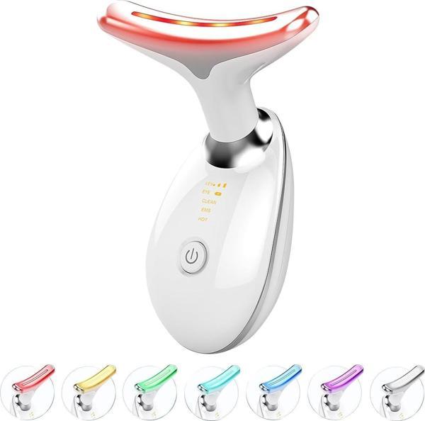 Valkyrie 7 Renk Titreşimli Yüz Boyun EMS Güzellik Cihazı Kırışık Gıdık Sarkma Giderici Beyaz - Image 1