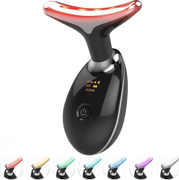 Valkyrie 7 Renk Titreşimli Yüz Boyun EMS Güzellik Cihazı Kırışık Gıdık Sarkma Giderici Siyah - Image 1