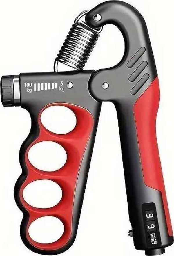 Valkyrie Sayaçlı Ergonomik 5-100kg El Yayı Bilek Güçlendirici Fitness Egzersiz Spor Aleti Sayaçlı XL Boy Kırmızı - Image 1