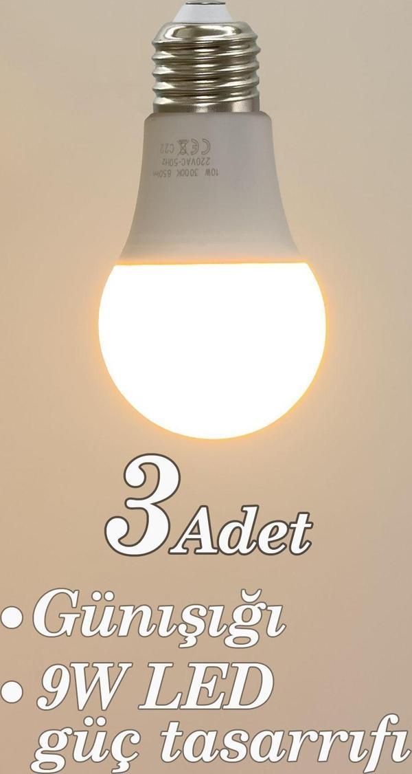 Vivido Home Gün Işığı 3 Adet Led Ampul 9W - Image 1