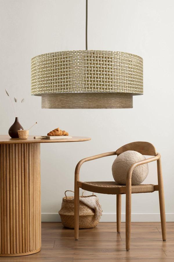 Vivido Home Hasır Krem Ahşap Desenli Avize - Image 1
