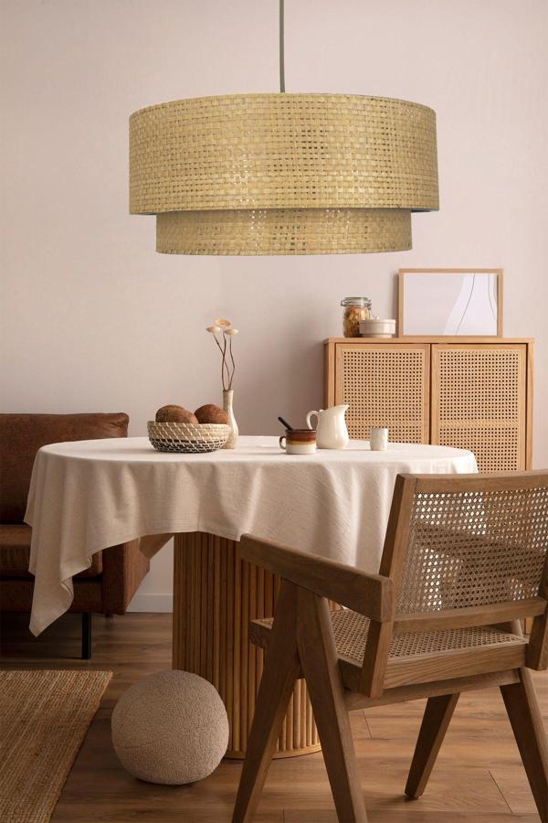 Vivido Home Modern Doğal Hazeran Rattan 2 Katlı Hasır Avize - Image 1