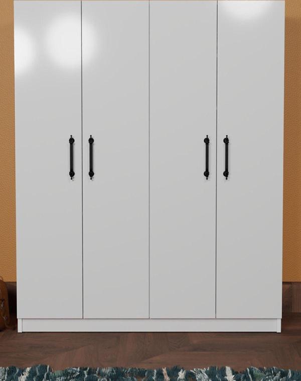 Aeka Ae-1054 Arena Beyaz Gardırop 4 Kapaklı 2 Askılıklı, 6 Raflı Dolap - Image 1