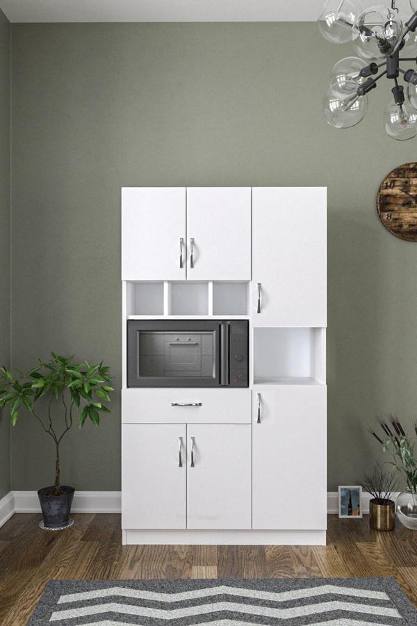 Aeka Ae-3080 Anka Beyaz Çok Amaçlı Mutfak Dolabı & Banyo Dolabı 6 Kapaklı, 1 Çekmeceli - Image 1