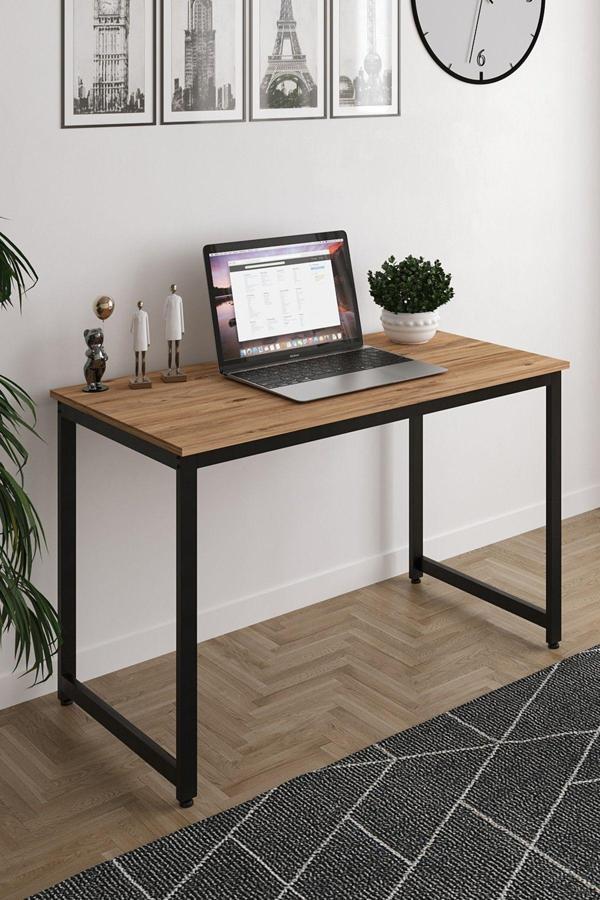Aeka Ae-4600 Çalışma Masası 120'Lik Atlantik Çam Suntalı Ve Metalli Bilgisayar Masası Ofis Masası - Image 1