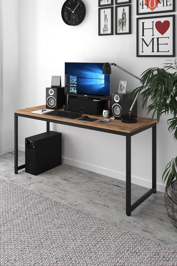 Aeka Ae-4600 Çalışma Masası 160'Lık Atlantik Çam Suntalı Ve Metalli Bilgisayar Masası Ofis Masası - Image 1