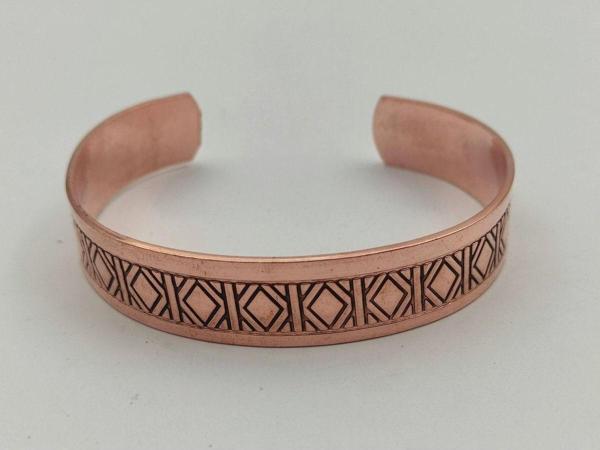 Bakır Bileklik 1,5x17,5 Cm Kalemkar El Işlemesi Doğal Saf Bakır M6 - Image 1