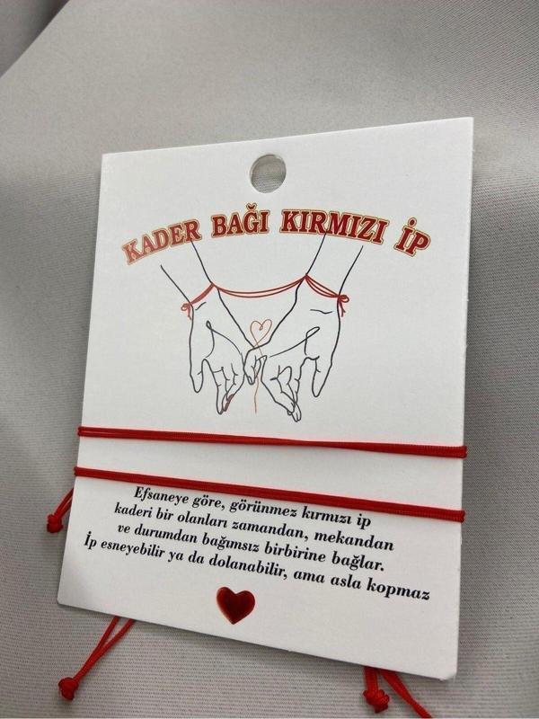 Kaderin Kırmızı Ipliği" Kader Bağı Çifr Kırmızı Ip Bileklik Hediyelik Aksesuar - Image 1